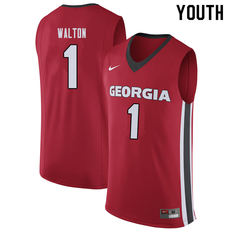 Youth #1 Jaykwon Walton Georgina Bulldogs College Basketball Jerseys Sale-Red - Click Image to Close
